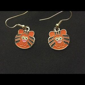 handmade tiger dangle earrings